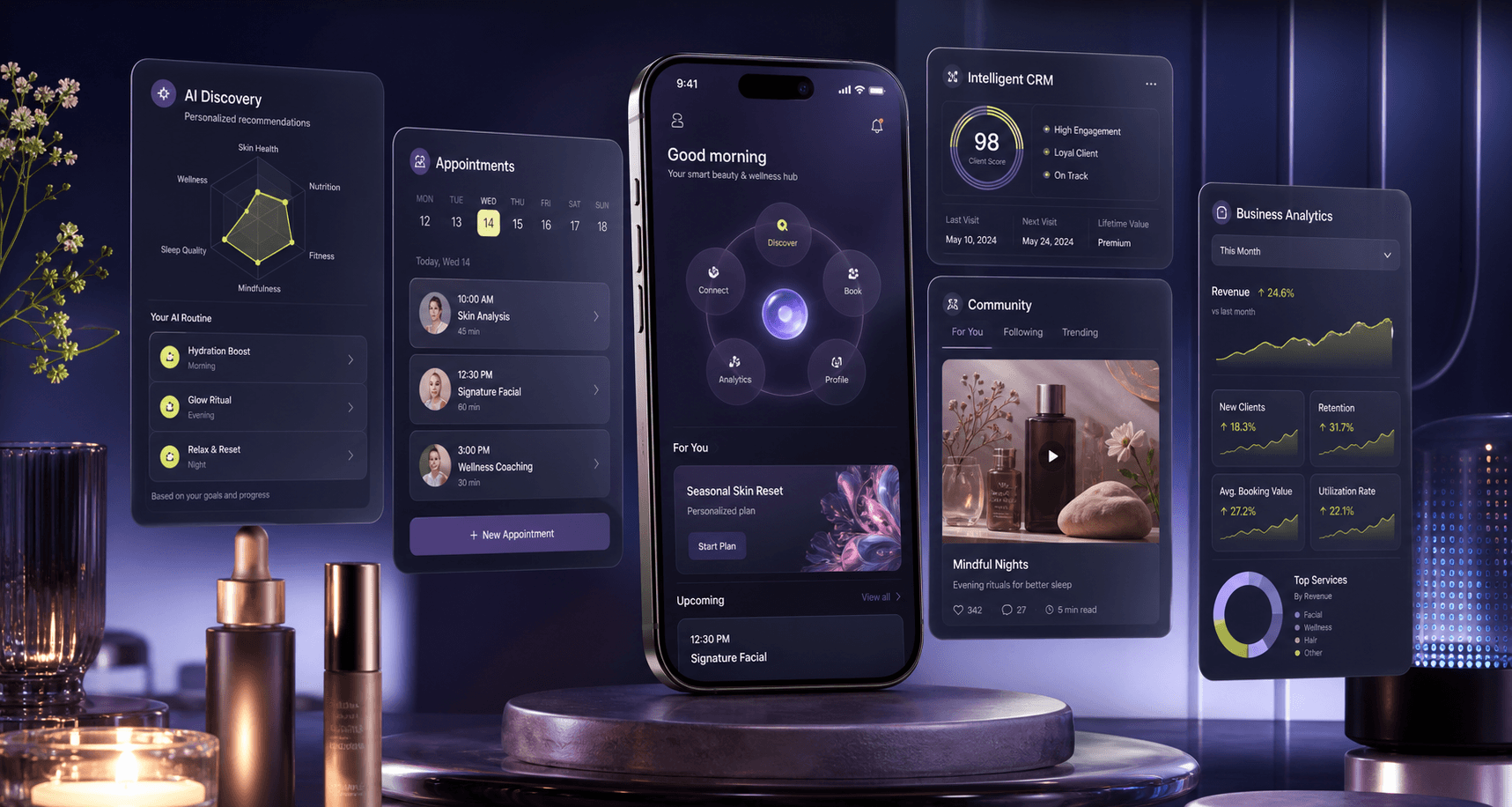 AI beauty and wellness platform interface